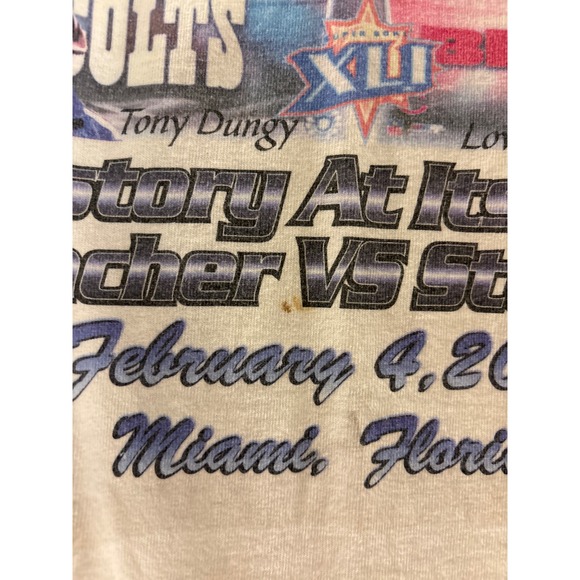 Vintage Super Bowl XLI Colts vs Bears Long Sleeve T Shirt 2XL White NFL No.600 - Picture 4 of 6